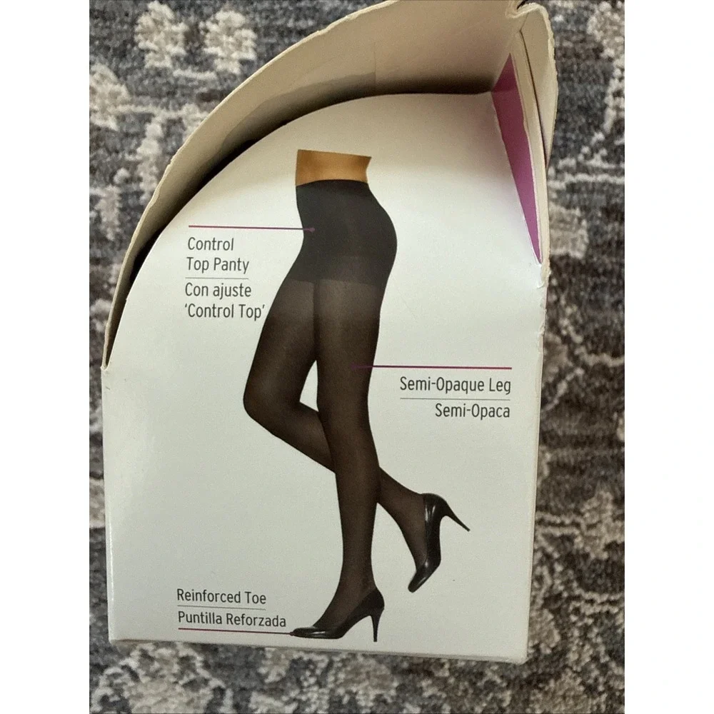 L'eggs Women's Semi-Opaque Leg Control Top Pantyhose Q (Large) Jet Black #76018